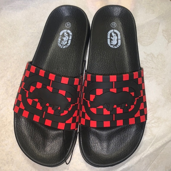 NWOT ECKO UNLTD. MENS 3D LOGO RED SLIDE SANDALS - Picture 1 of 2
